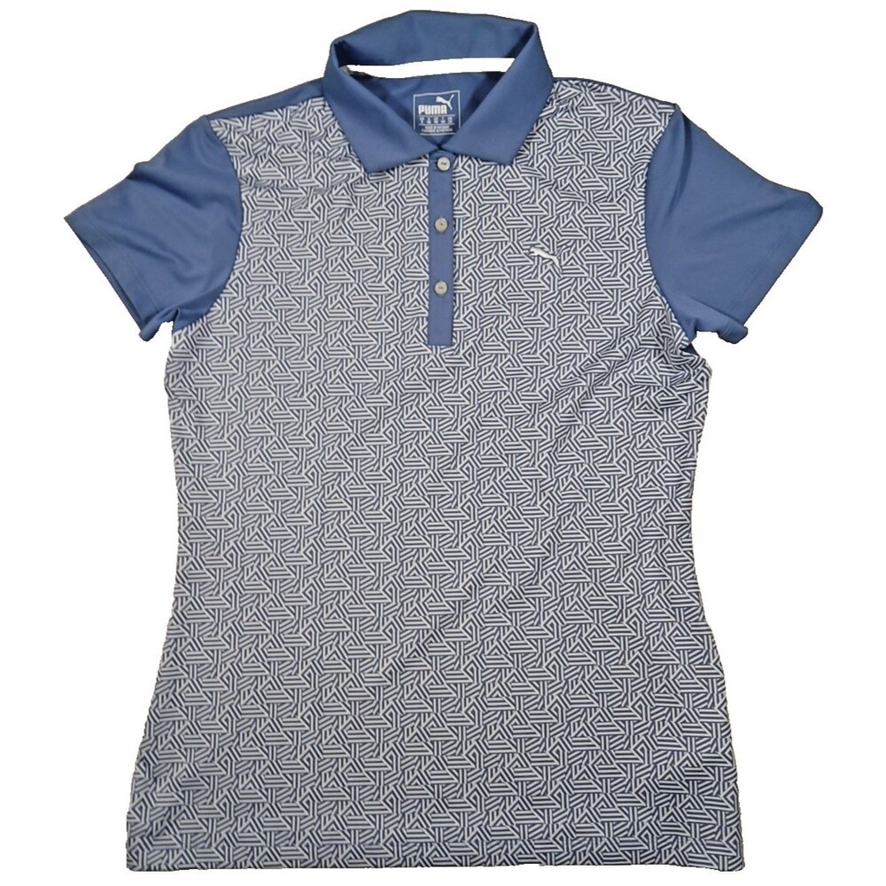 Women's Puma Blue All-Over Print Dry Cell Polo Golf Shirt-SZ Small-EXCELLENT!